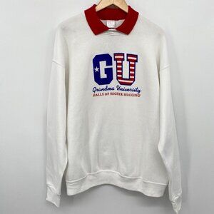 Vintage 80s Grandma‎ University Sweatshirt Top Size XL White Long Sleeve USA New